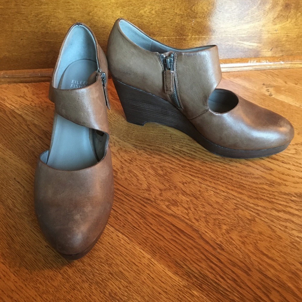 Eileen Fisher wedge pumps Niche 9.5 brown shootie